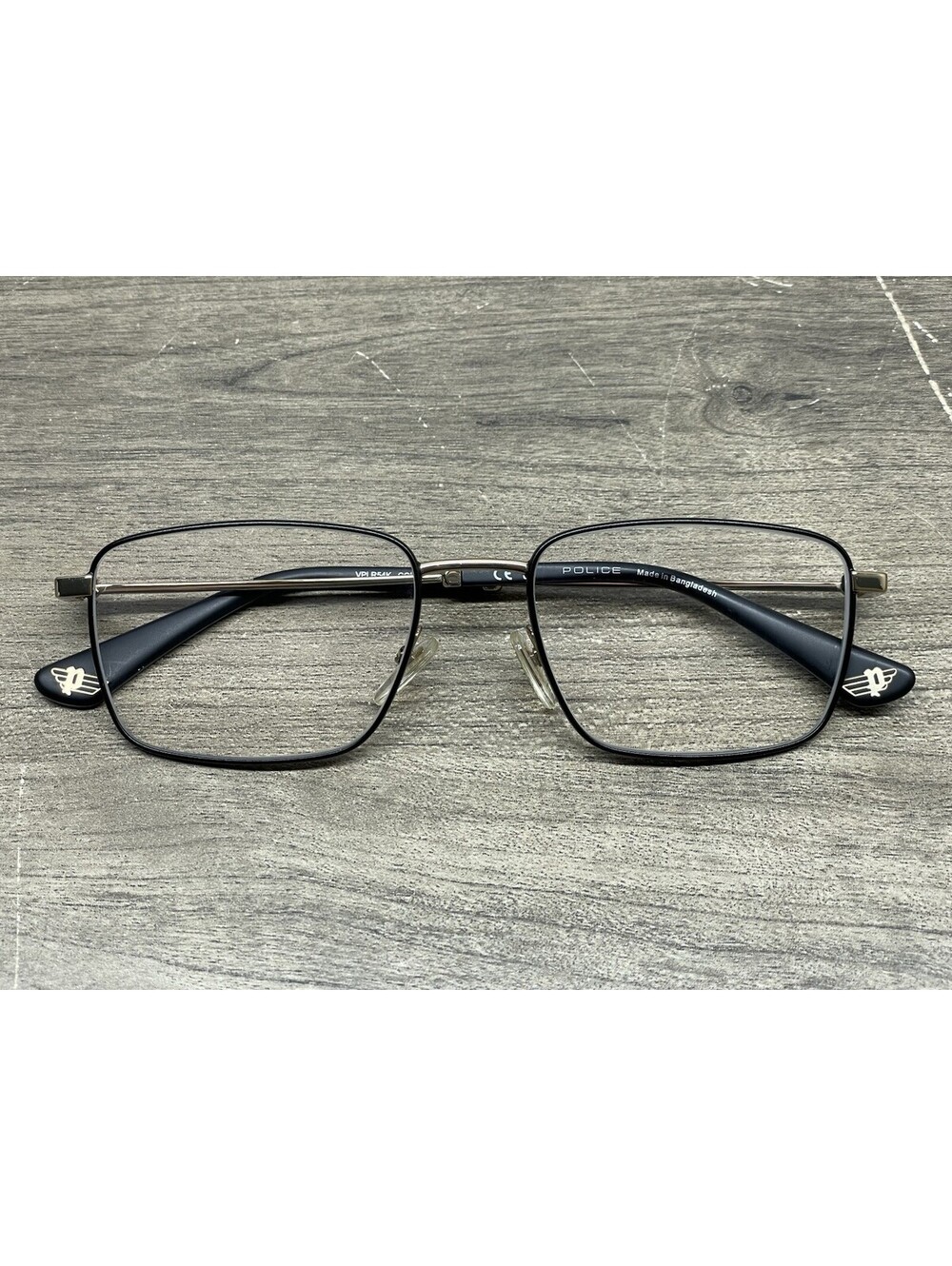 Police Eyeglasses VPLR54K 0302 54[]18-145 Black/Gold Full Rim *Frames Only